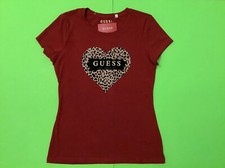 GUESS Los Angeles Womens Short Sleeve T-Shirt Size MEDIUM Dark Red w/Leopard NEW