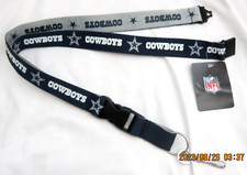 Cowboys 2-Tone Blue Silver Licensed NFL Keychain/ID Holder Detachable Lanyard-v2