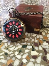 Brass Pocket Watch Mechanical Marine Anchor 1912 Vintage Brass Chain Watch Gift