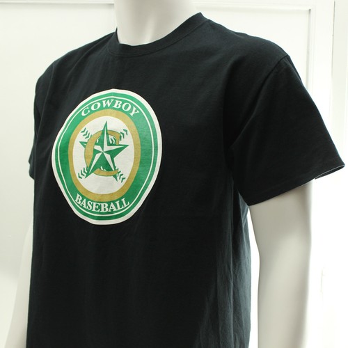 Mens T Shirt Cowboy Star Baseball Team Logo Short Sleeve Black Size L - Picture 6 of 10