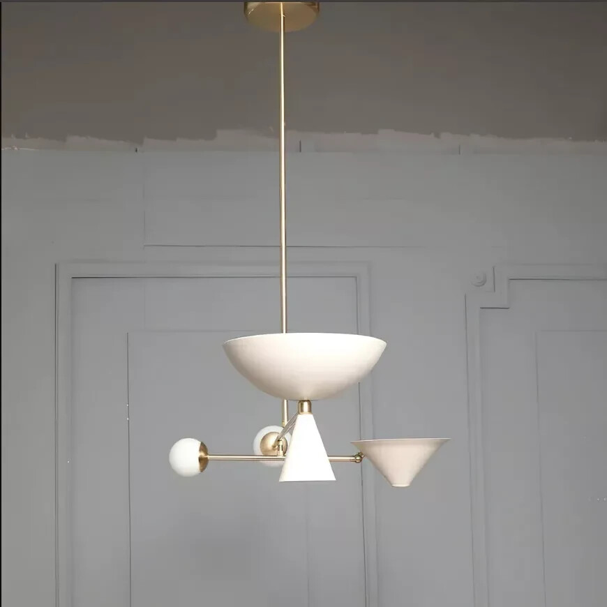 Chandelier Italian Sputnik Ceiling Light Brass Mid Century off White eBay