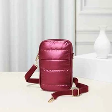 SALE!  Elaine Puffer Mini Crossbody Phone Bag w/ Strap NEW!  Burgundy / Maroon