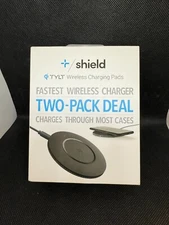 Tylt Shield Wireless Charging Pad Bundle - Two Pack Deal 2 Pack Qi Wireless
