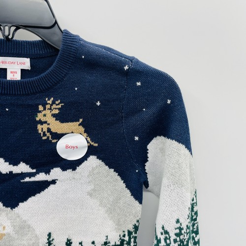 Holiday Lane Little Boys Size 5 Snowy Landscape Crewneck Sweater Blue $40 202 - Picture 5 of 9
