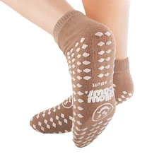 Pillow Paws 360 Imprint Unisex Slipper Socks Adult Size 7-1/2 to 10 Beige - 1