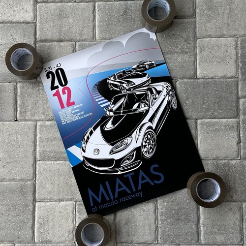 Mazda Miata Eunos Roadster MX-5 VINTAGE Poster Miatas at Mazda Raceway 2012