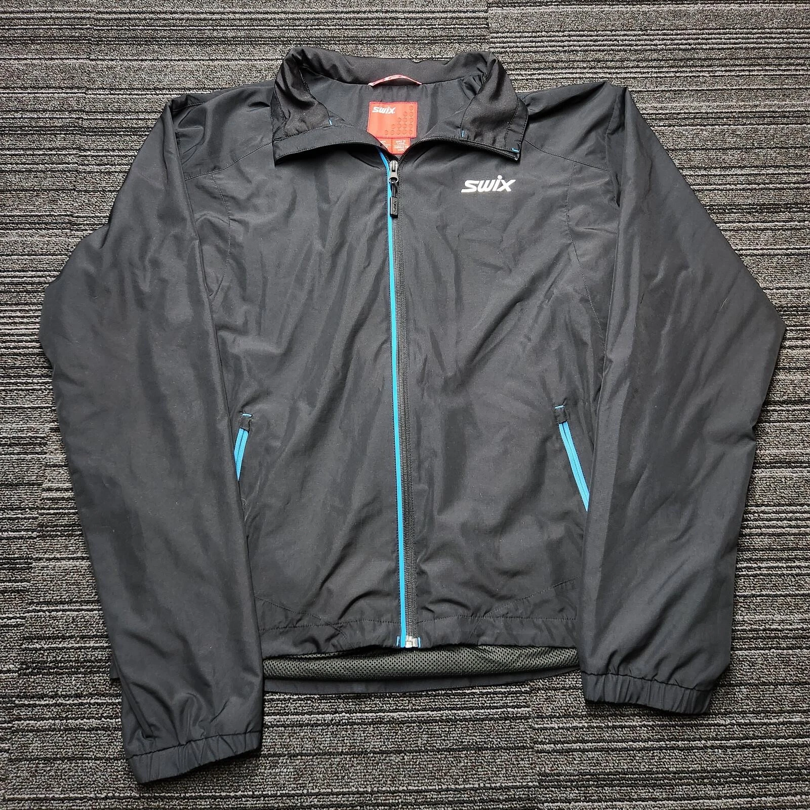 Swix Mens XL Black Full Zip Windbreaker Running Cycling Ski Jacket