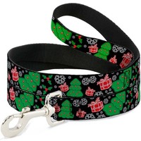 "Dog Leash Christmas Collage Black/White/Green/Red Narrow 0.5\" (Us Import)"