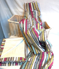 Curtains Pencil Pleat Top Lined Pink Green Aqua Beige Cream Stripe 52"W X 60"D