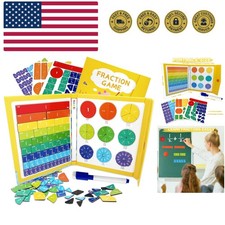 Durable Magnetic Fraction Tiles  Circles - Engaging Math Manipulatives for Kids