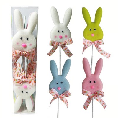 8pcs Lint Easter Rabbits Picks, Crafts Stake Decoration Cake Topper Sticks Ga...