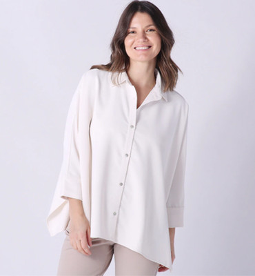 Wynne Layers Unstructured Shirt Twill Marlawynne Creme Fraiche Neu Size Small
