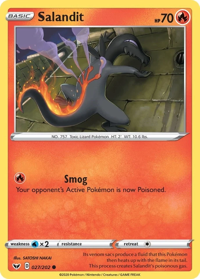 Salandit 027/202 Common SWSH01: Sword & Shield Base Set Pokemon Near Mint - Image 1 of 1