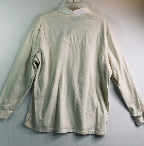 Vintage Polo Ralph Lauren Rugby Shirt Mens Large White Long Sleeve Polo Top - Picture 8 of 10