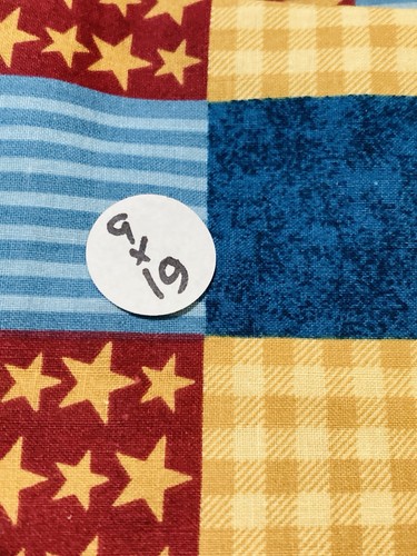 Lot of 9 Cotton Fabric Small & Large Scraps Blues Yellows Angels Lot #16 - Picture 5 of 9
