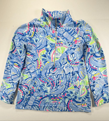 Lilly Pulitzer 1/4 Zip Skipper Popover Blue Peri Pinch Pinch UPF 50+ Size Medium