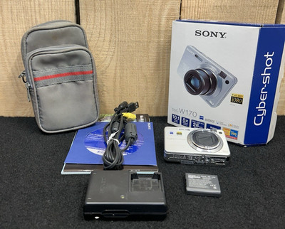 Sony Cybershot DSC-W170 10.1MP Digital Camera-Battery, Charger, Manuals Case B-5