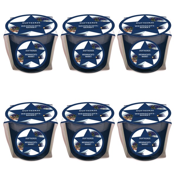 pajoma Duftkerze 12Er Set – Weinachtsmarkt – 120 G – 25 Std. Brenndauer – Glas-image