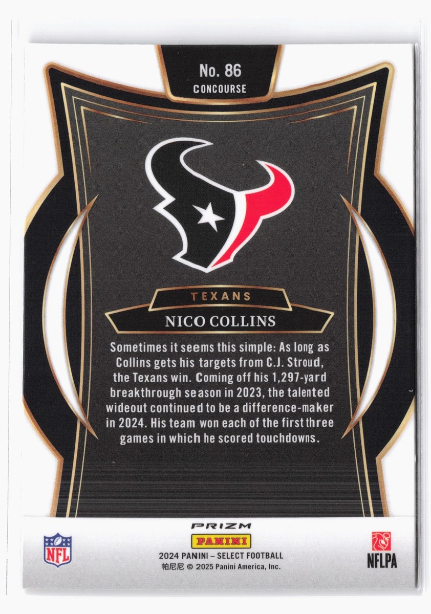 2024 Panini Select Black & Gold Prizm Shock #86 Nico Collins