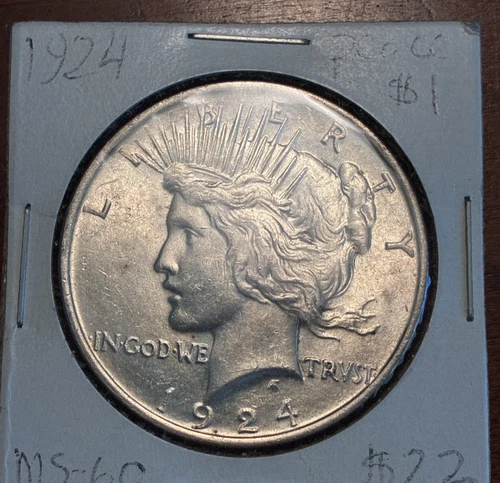 1924 Peace Silver Dollar Coin $1 - CHOICE BU AS PICTURED BLAST WHITE COIN