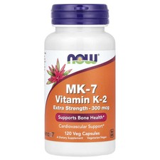 2 X NOW Foods, MK-7, Vitamin K-2, 300 mcg, 120 Veg Capsules