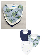 Carter's Child of Mine Baby Bandana Bibs Dinosaur 3-Pack One Size Snap Closure