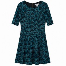 Danny And Nicole Women’s Half Sleeve Fit & Flare Dress Green/Black Size 10