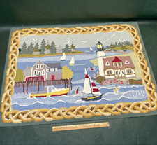Vintage 1998 Claire Murray Hooked Rug ~2'x3' R812 ~Coastal Village