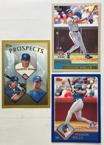 VERNON WELLS 1999 Topps Prospects (RC) #436 + TOPPS 2000 #413 + 2003 #164 MR+
