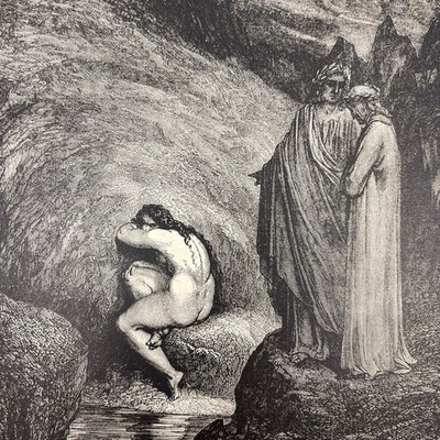 Original 1880s Gustave Dore Engraving Dante ancient soul Of wretched Myrrha FL4