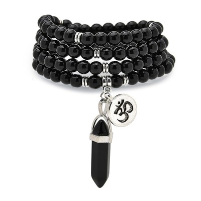 Natural Japa Mala 108 Beads Bracelet Necklace Meditation Accessories with om Chr