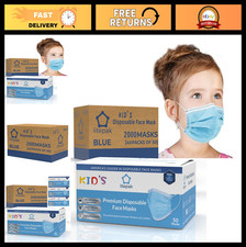 2000 Kids Disposable Face Masks 3 Ply Blue Boys Girls