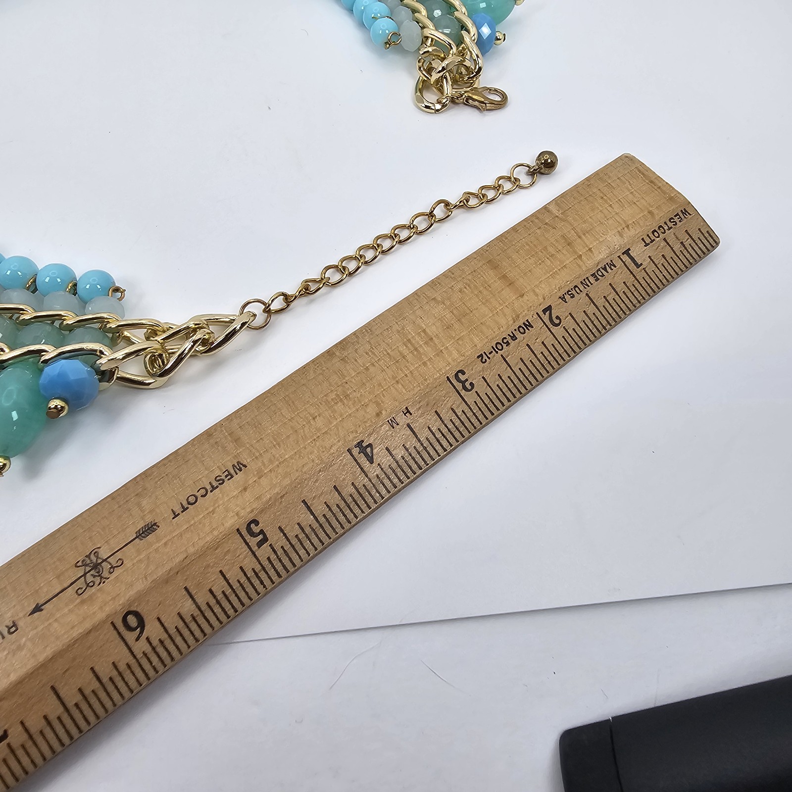 Turquoise Teal Multi Strand Statement Necklace Go… - image 8