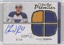 2007 O-Pee-Chee Premier Auto Quad Rookie Memorabilia Gold 1/50 David Perron 2y5