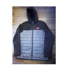 New Balance Boy's Hooded Full Zip Activewear Jacket Black/Gray Size L 14/16