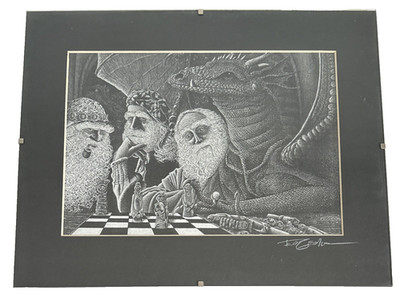 Ed Gedrose Hand Signed Glass Well Framed Hardboard Print ''The Game'' 11'' x 14''