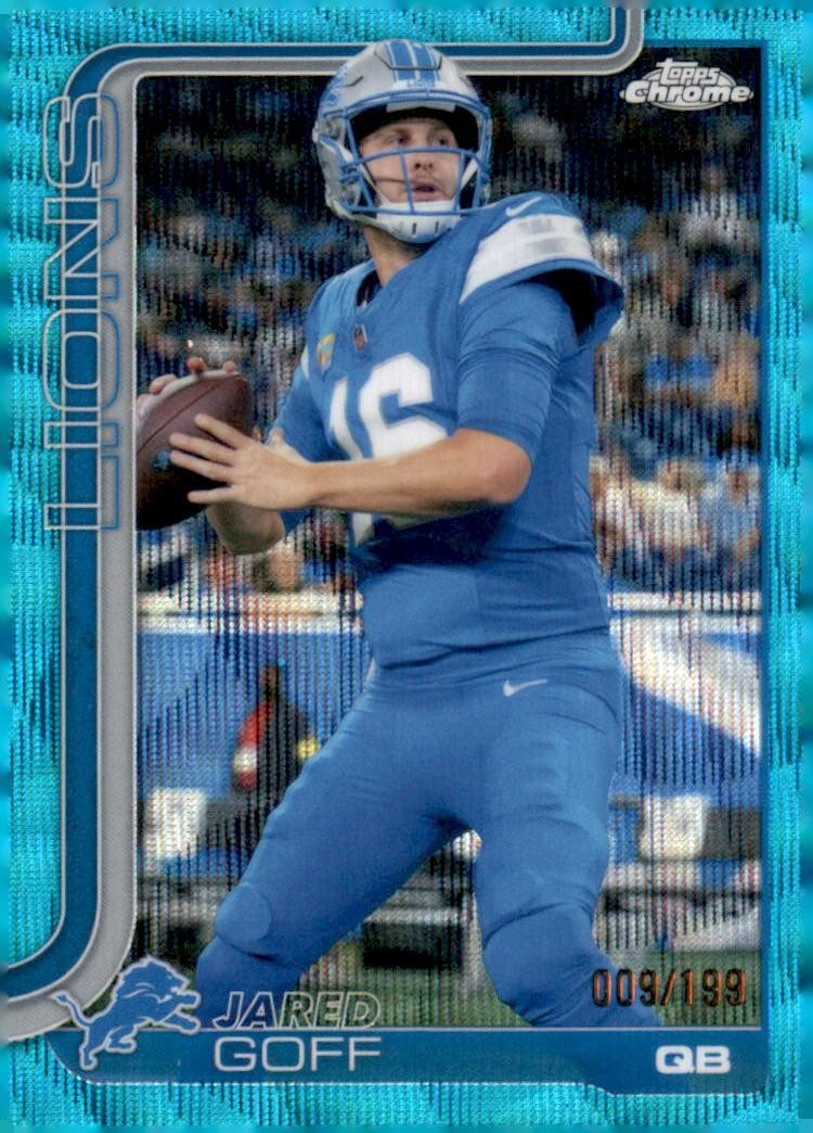 2025 Topps Chrome #102 Jared Goff Aqua Refractor #/199