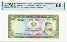 Banco Nacional Ultramarino Portuguese Guinea 50 Escudos 1971  PMG  66EPQ