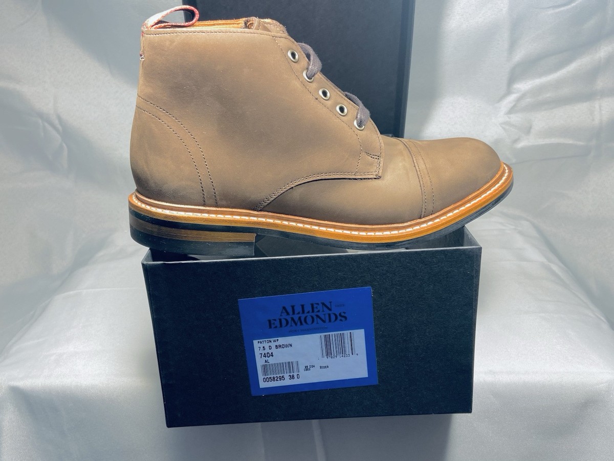 ALLEN EDMONDS Patton Cap-Toe Nubuck WP Boot Brown 7404 Men display picture 2