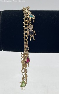 10K Yellow Gold Fine Jewelry Spring Ring Child Charm Bracelet 6.67g