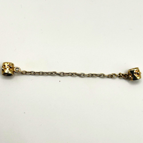 14K Yellow Gold Authentic PANDORA Flower Safety Chain Bead Charm 