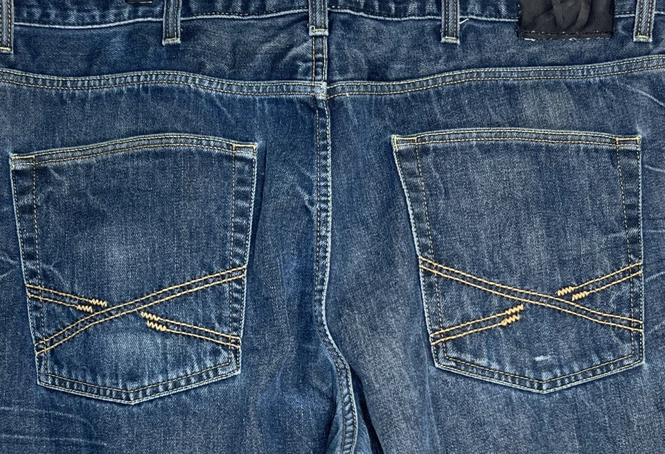 Pantalones de mezclilla para hombre Reverb 40X32 Brooklyn resina oscura algodón arrugado Foto 3 de 4