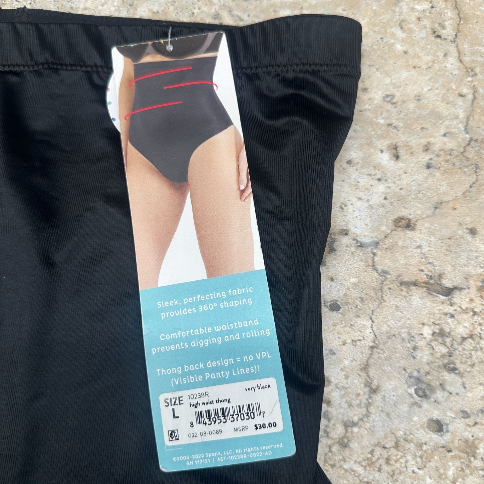 Assets by Spanx Women's High-Waist Shaping Thong Size L Black #10238R NWT