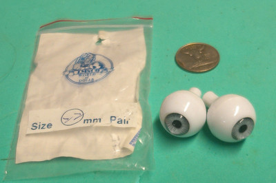 Full Round Vintage Acrylic Doll Eyes - Light Blue - Size -22mm - Imsco NOS