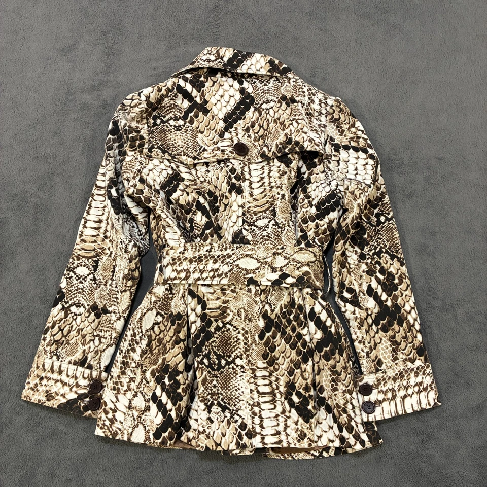 Vertigo Paris Brown Snake Print Belted Stretch Trench Coat Women's Size XL - Image 4 of 4