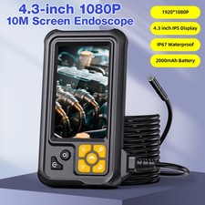 8LED 1080P HD Industrial Inspection Borescope IP67 Waterproof 4.3" Display 10M