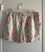 Old Navy Womens Linen Blend Shorts Drawstring Pink Tie Dye Size XL Stretch Beach
