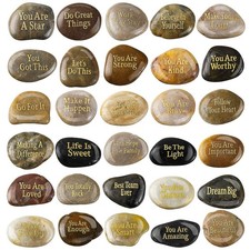 Sasylvia 30 Inspirational Engraved Stone Words Rocks Encouragement Gift
