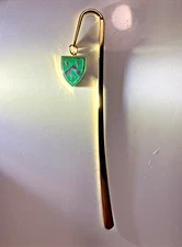 Charles Wright Academy Brass Metal Bookmark 5½ inch - Golden - Tacoma WA - VTG