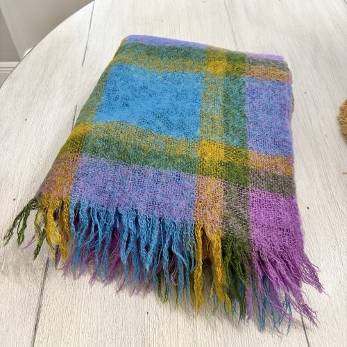 Grand Plaid De Voyage Vintage Chris Reekie En Mohair Et Laine – Tartan Multicolore